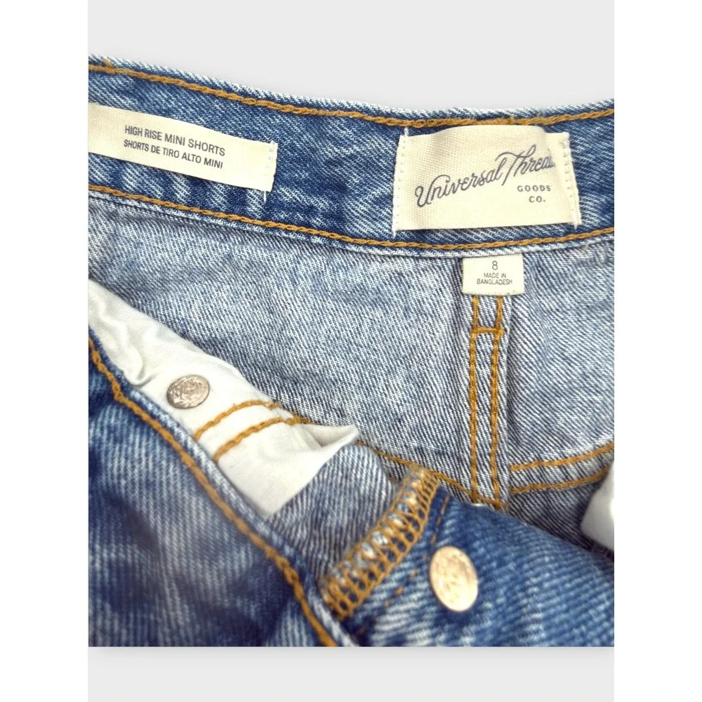 Universal Thread High Rise Mini Shorts 8 Distressed Denim Y2K Beach Festival
